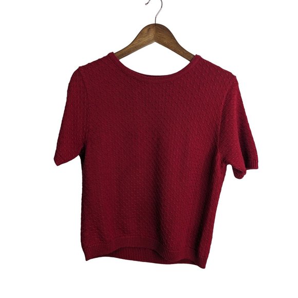 Talbots 2 Pc Set Red Cable Knit Top Cardigan Cotton Blend Made in the USA Sz PS - Picture 8 of 14